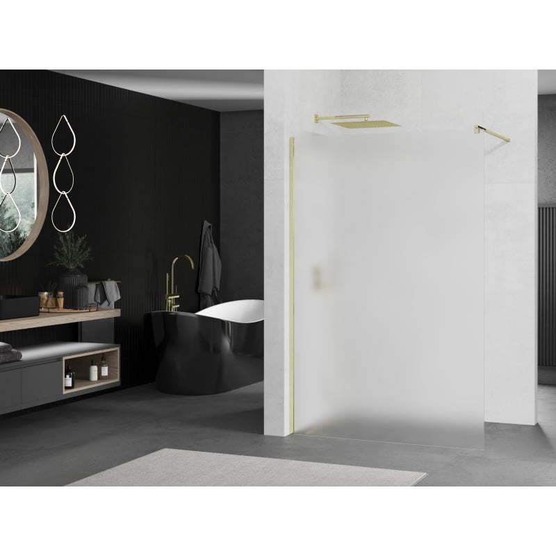 Mexen Kioto paroi de douche Walk-in 90 x 200 cm, givre 8 mm, or - 800-090-101-50-30