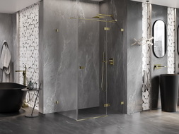Mexen Lunar T cabine de douche pivotante droite 140 x 100 cm, transparent, or - 834T-140-100-50-00-P
