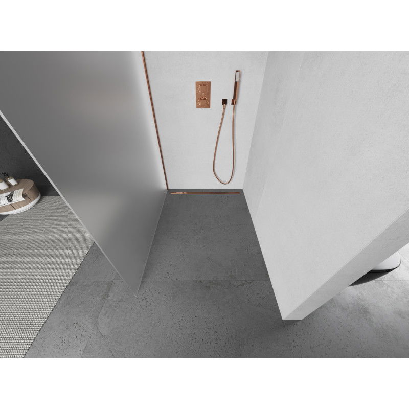 Mexen Kioto paroi de douche Walk-in 90 x 200 cm, givre 8 mm, or rose - 800-090-101-60-30