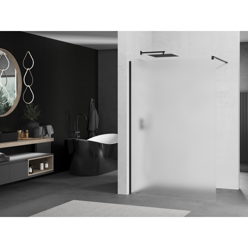Mexen Kioto paroi de douche Walk-in 70 x 200 cm, verre dépoli 8 mm, noir - 800-070-101-70-30