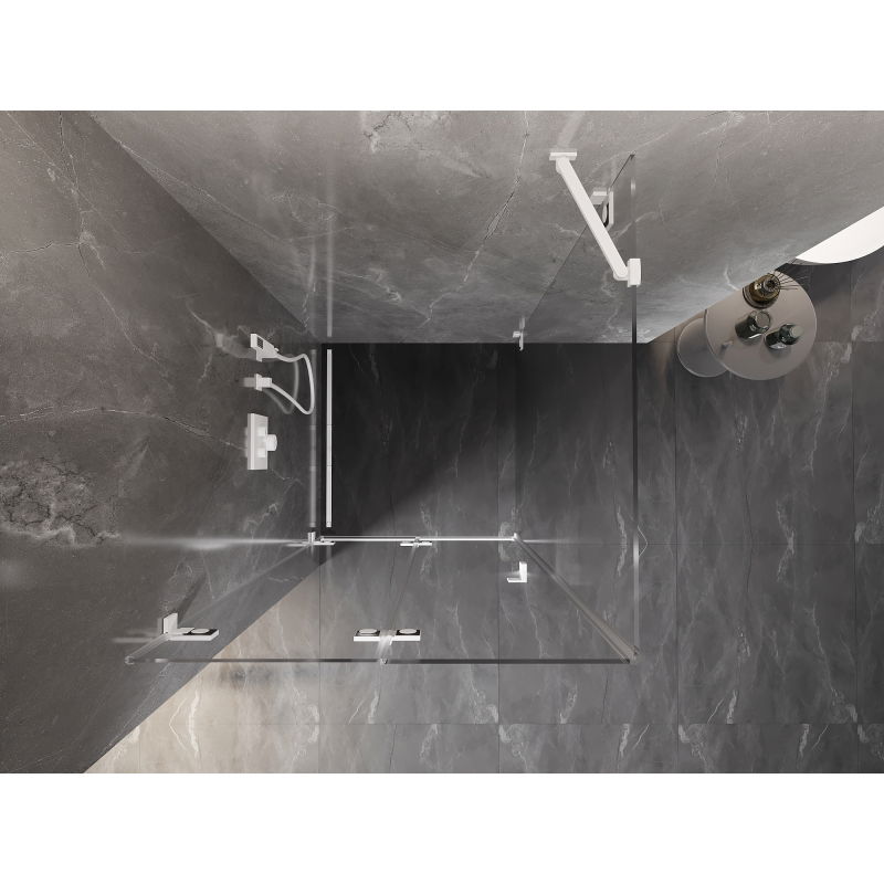 Mexen Lunar-F cabine de douche pliante gauche 80 x 80 cm, transparente, blanche - 836-080-080-20-00-L