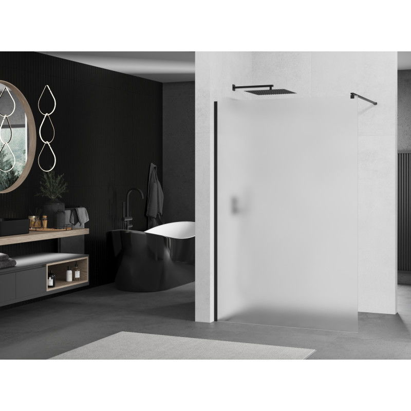 Mexen Kioto Paroi de douche walk-in 90 x 200 cm, givre 8 mm, noir - 800-090-101-70-30