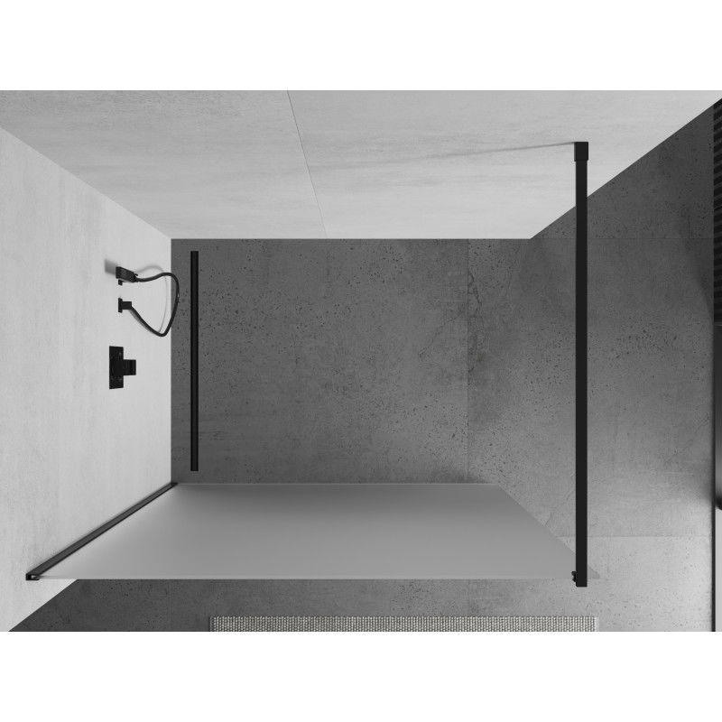 Mexen Kioto paroi de douche Walk-in 100 x 200 cm, givre 8 mm, noire - 800-100-101-70-30