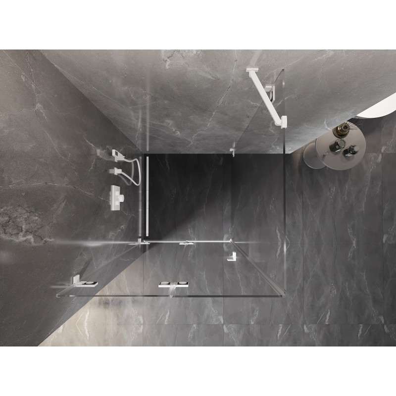 Mexen Lunar-F cabine de douche pliante gauche 90 x 90 cm, transparent, blanc - 836-090-090-20-00-L