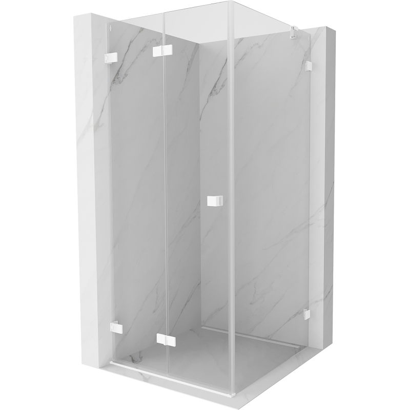 Mexen Lunar-F cabine de douche pliante gauche 100 x 100 cm, transparent, blanc - 836-100-100-20-00-L