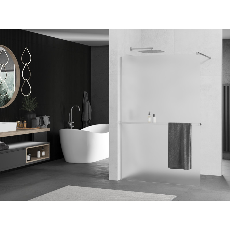 Mexen Kioto+ paroi de douche avec étagère Walk-in 70 x 200 cm, givrée, chromée - 800-070-121-01-30