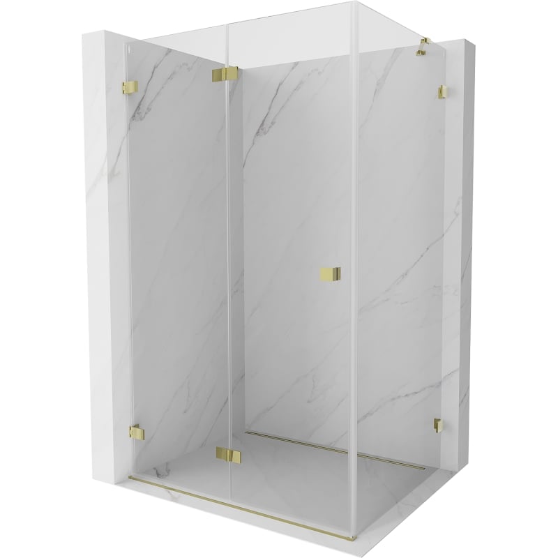 Mexen Lunar-F cabine de douche pliable gauche 100 x 70 cm, transparent, doré - 836-100-070-50-00-L