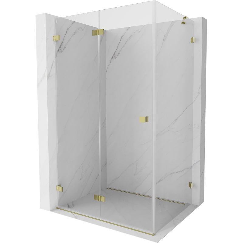 Mexen Lunar-F cabine de douche pliante gauche 100 x 70 cm, transparent, or - 836-100-070-50-00-L