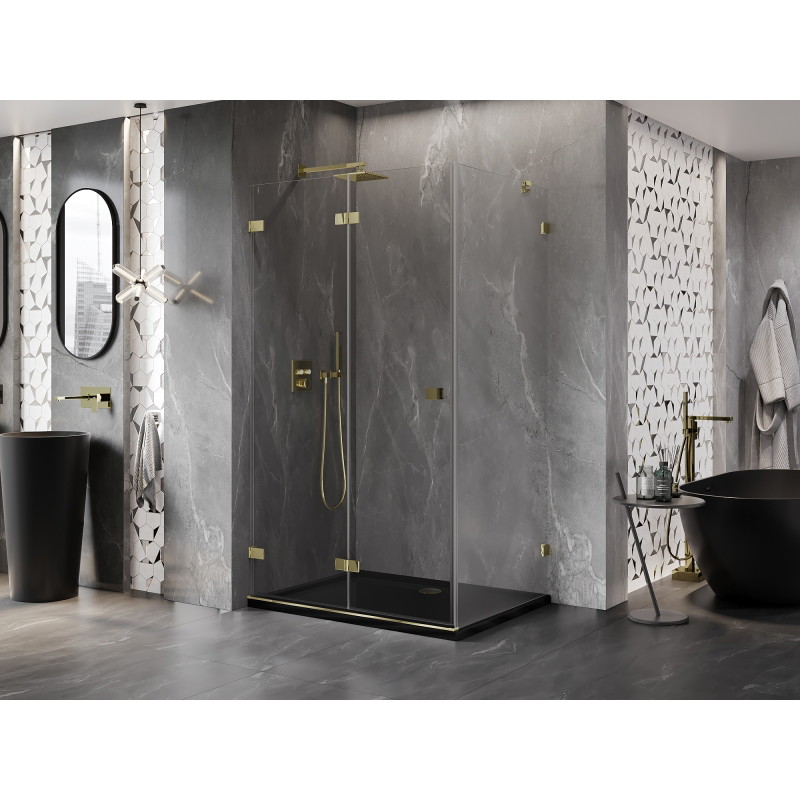 Mexen Lunar-F cabine de douche pliante gauche 95 x 90 cm, transparent, or - 836-095-090-50-00-L