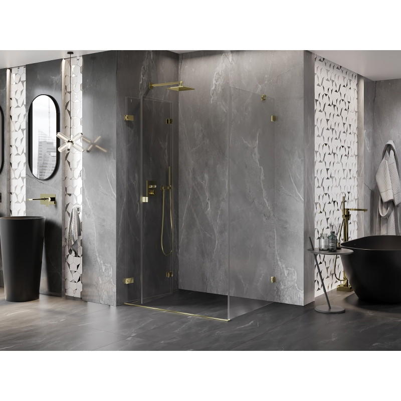 Mexen Lunar-F cabine de douche pliante gauche 95 x 90 cm, transparent, or - 836-095-090-50-00-L