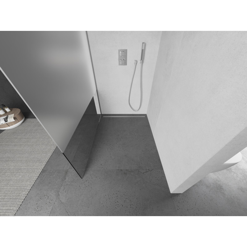 Mexen Kioto paroi de douche Walk-in 100 x 200 cm, transparent/satiné 8 mm, chrome - 800-100-101-01-35