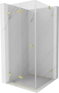 Mexen Lunar-F cabine de douche pliante gauche 70 x 70 cm, transparent, or brossé - 836-070-070-55-00-L