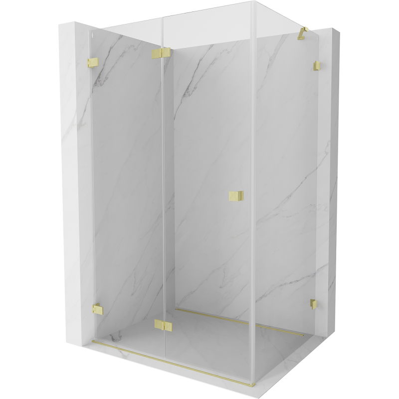 Cabine de douche pliante Mexen Lunar-F gauche 100 x 70 cm, transparente, or brossé - 836-100-070-55-00-L