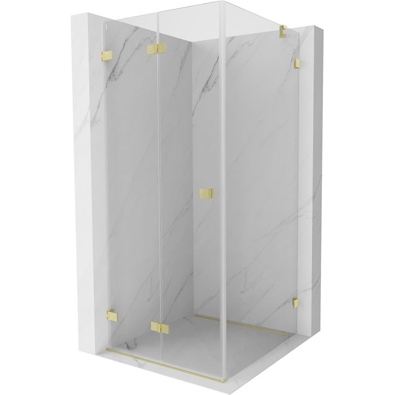 Mexen Lunar-F cabine de douche pliante gauche 80 x 80 cm, transparent, or brossé - 836-080-080-55-00-L