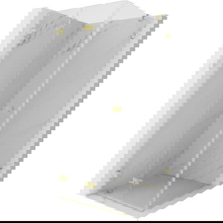 Mexen Lunar-F cabine de douche pliante gauche 80 x 80 cm, transparent, or brossé - 836-080-080-55-00-L