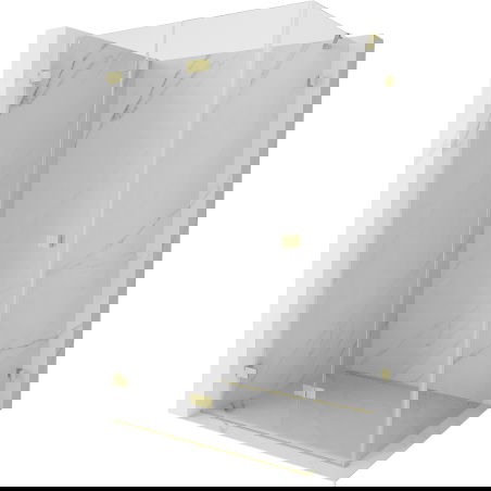 Mexen Lunar-F cabine de douche pliable gauche 95 x 80 cm, transparent, or brossé - 836-095-080-55-00-L