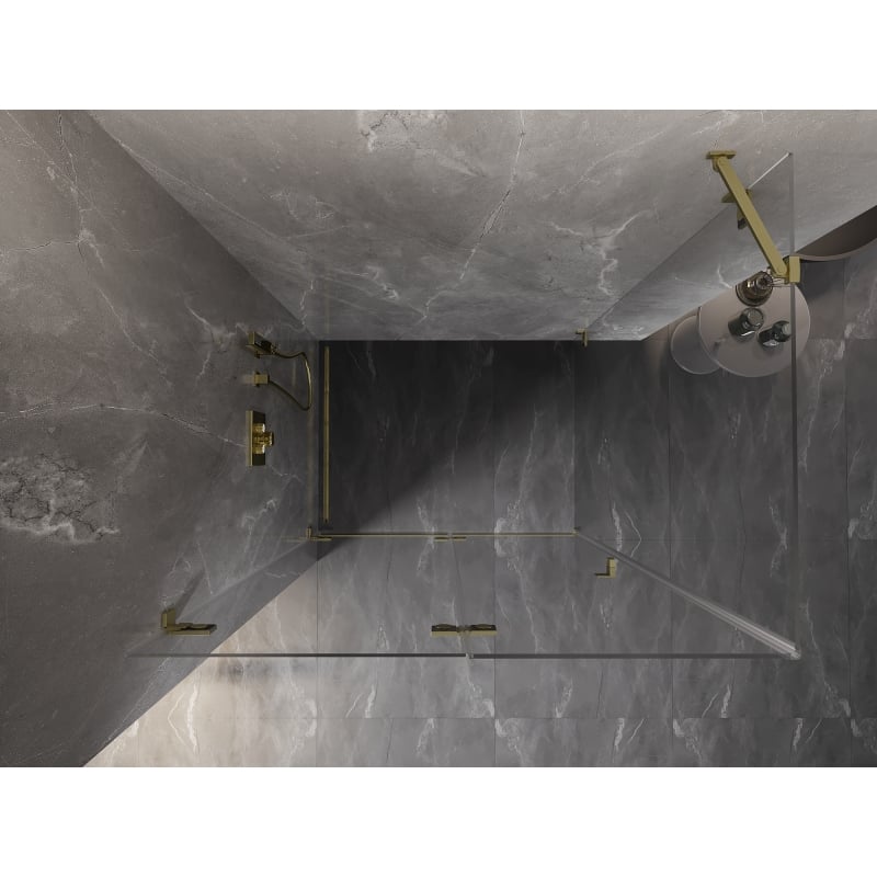 Mexen Lunar-F cabine de douche pliante gauche 95 x 90 cm, transparent, or brossé - 836-095-090-55-00-L
