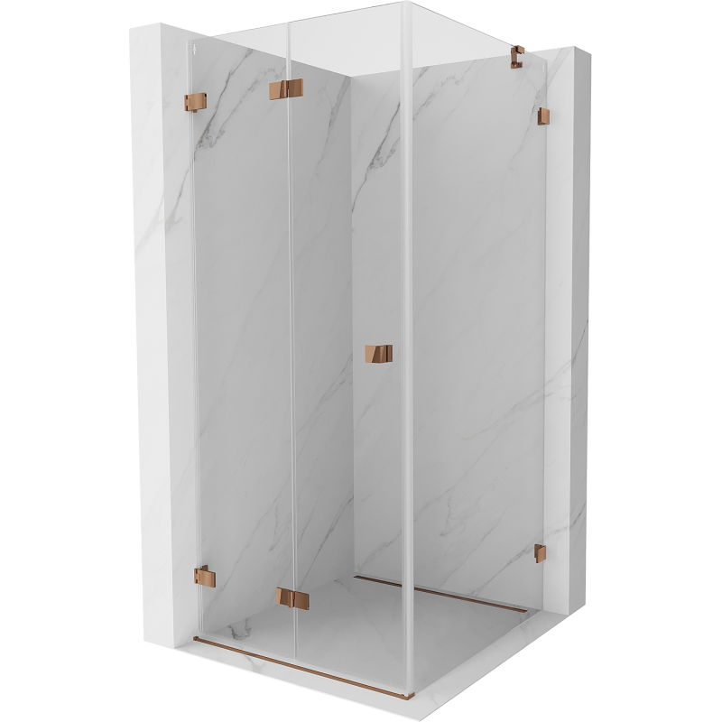 Mexen Lunar-F cabine de douche pliante gauche 70 x 70 cm, transparent, or rose- 836-070-070-60-00-L