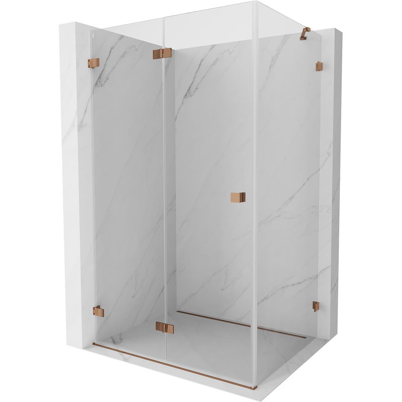 Mexen Lunar-F cabine de douche pliante gauche 75 x 70 cm, transparent, or rose - 836-075-070-60-00-L
