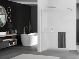 Mexen Kioto+ paroi de douche avec étagère Walk-in 90 x 200 cm, givrée, chrome - 800-090-121-01-30