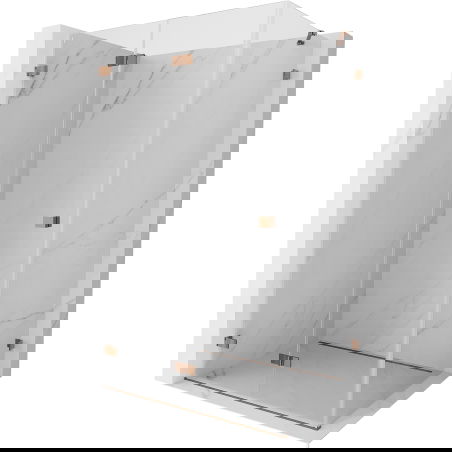 Mexen Lunar-F cabine de douche pliante gauche 95 x 90 cm, transparent, or rose- 836-095-090-60-00-L