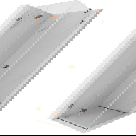 Mexen Lunar-F cabine de douche pliante gauche 100 x 100 cm, transparent, or rose- 836-100-100-60-00-L