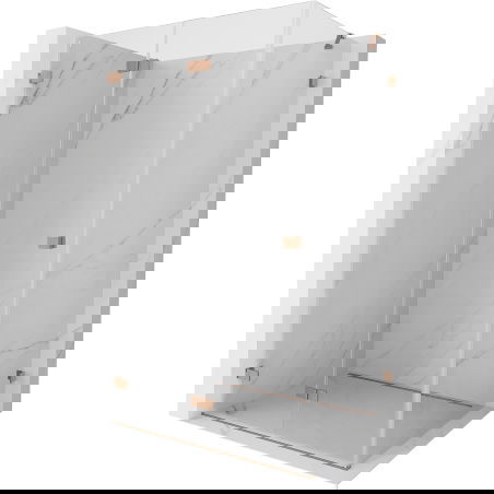 Mexen Lunar-F cabine de douche pliable gauche 90 x 70 cm, transparent, cuivre brossé- 836-090-070-65-00-L