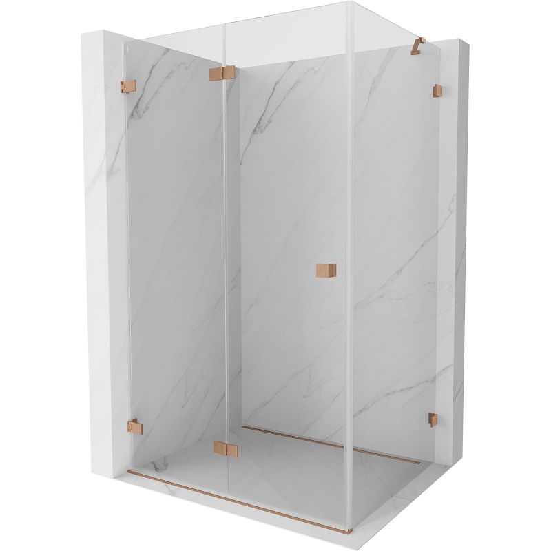 Mexen Lunar-F cabine de douche pliante gauche 100 x 70 cm, transparent, cuivre brossé- 836-100-070-65-00-L