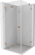 Mexen Lunar-F cabine de douche pliable gauche 80 x 80 cm, transparent, cuivre brossé- 836-080-080-65-00-L