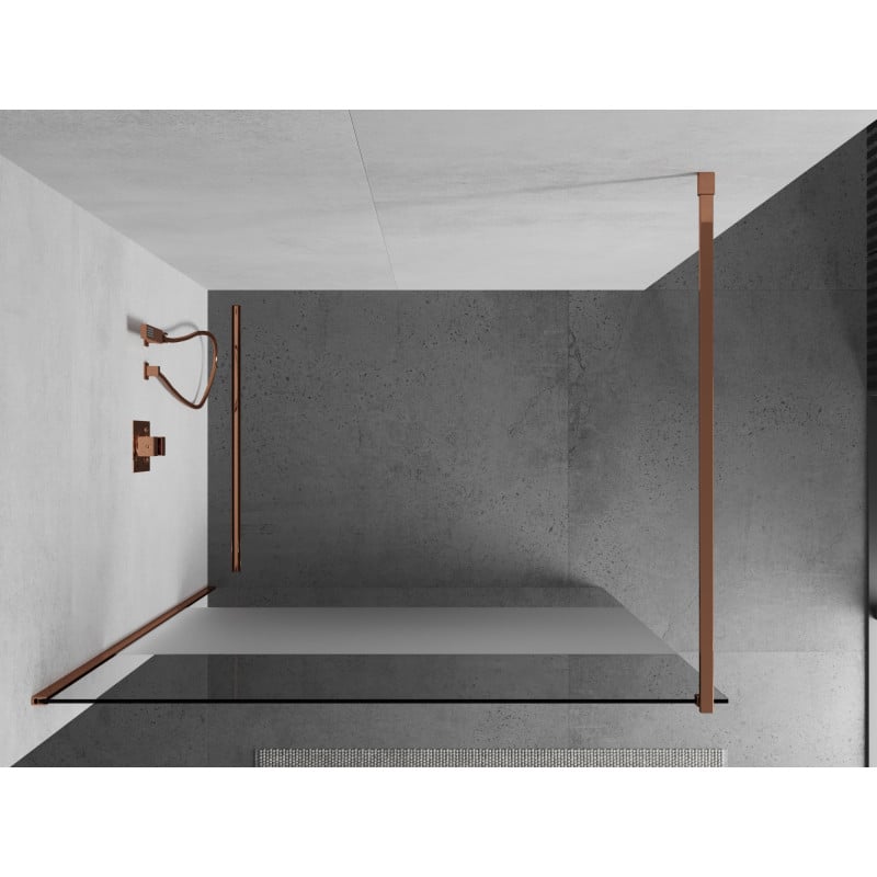 Mexen Kioto paroi de douche Walk-in 100 x 200 cm, transparent/givre 8 mm, or rose - 800-100-101-60-35
