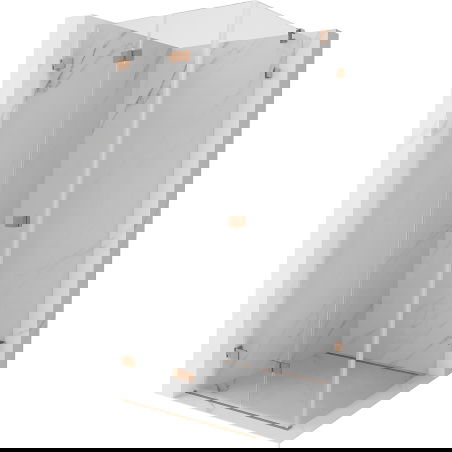Mexen Lunar-F cabine de douche pliante gauche 100 x 100 cm, transparent, cuivre brossé- 836-100-100-65-00-L