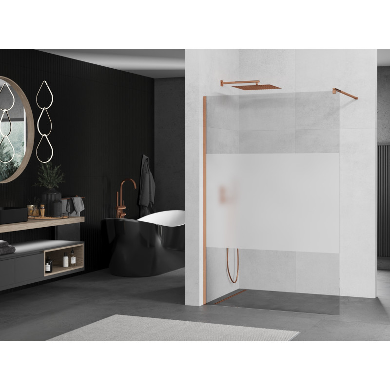 Mexen Kioto paroi de douche Walk-in 120 x 200 cm, transparent/givre 8 mm, or rose - 800-120-101-60-35