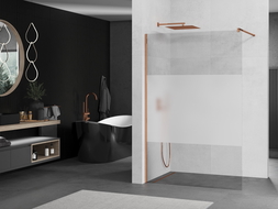 Mexen Kioto paroi de douche Walk-in 120 x 200 cm, transparent/verre dépoli 8 mm, or rose - 800-120-101-60-35