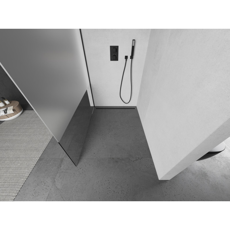 Mexen Kioto paroi de douche Walk-in 80 x 200 cm, transparent/givré 8 mm, noire - 800-080-101-70-35