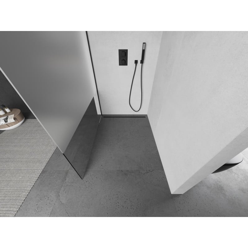Mexen Kioto paroi de douche Walk-in 100 x 200 cm, transparent/givre 8 mm, noir - 800-100-101-70-35