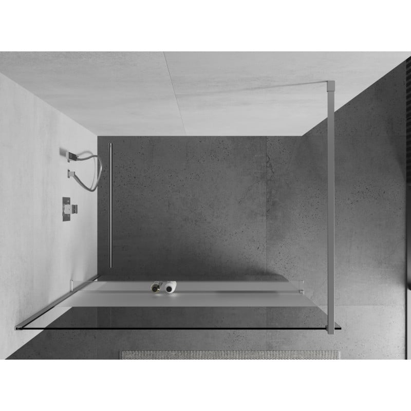 Mexen Kioto+ paroi de douche avec étagère Walk-in 80 x 200 cm, transparent/givre, chrome - 800-080-121-01-35