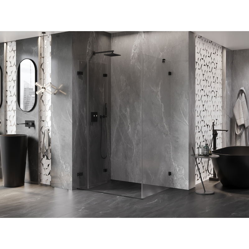 Mexen Lunar-F cabine de douche pliante gauche 95 x 80 cm, transparent, noire - 836-095-080-70-00-L