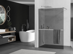 Mexen Kioto+ cloison de douche avec étagère Walk-in 100 x 200 cm, graphite, chrome - 800-100-121-01-40