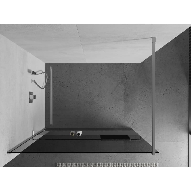 Mexen Kioto+ Paroi de douche avec étagère Walk-in 100 x 200 cm, graphite, chrome - 800-100-121-01-40