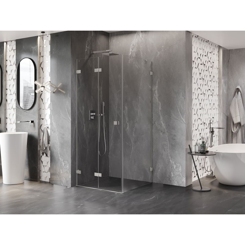 Mexen Lunar-F cabine de douche pliante gauche 95 x 80 cm, transparent, nickel brossé - 836-095-080-97-00-L