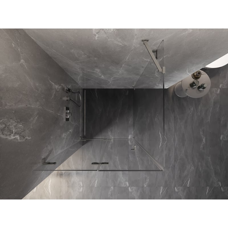 Mexen Lunar-F cabine de douche pliante gauche 100 x 90 cm, transparent, nickel brossé - 836-100-090-97-00-L