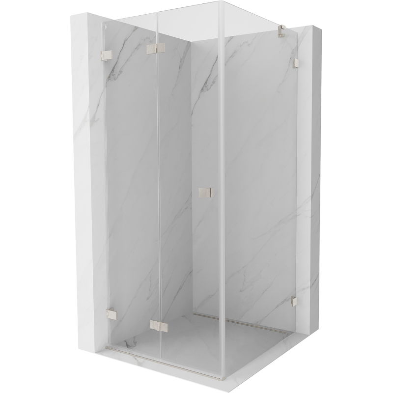 Mexen Lunar-F cabine de douche pliante à gauche 100 x 100 cm, transparent, nickel brossé - 836-100-100-97-00-L