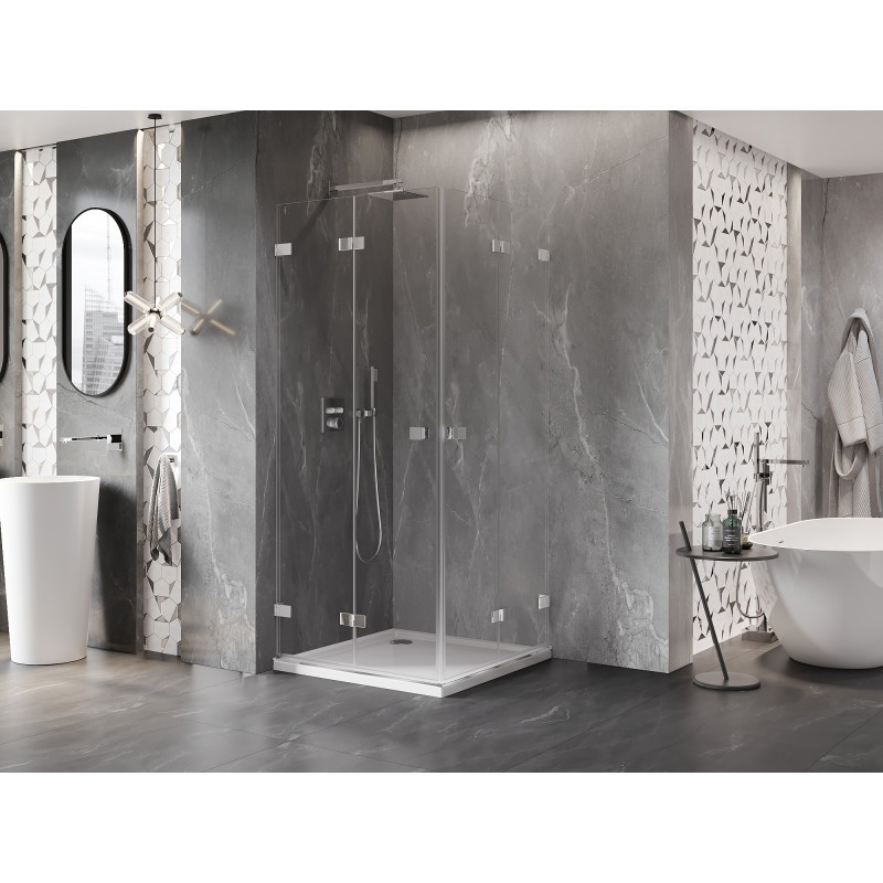 Mexen Lunar-F Duo cabine de douche pliante 95 x 95 cm, transparent, chrome - 836-095L-095P-01-00