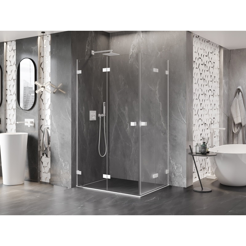 Mexen Lunar-F Duo cabine de douche pliante 95 x 80 cm, transparent, blanc - 836-095L-080P-20-00