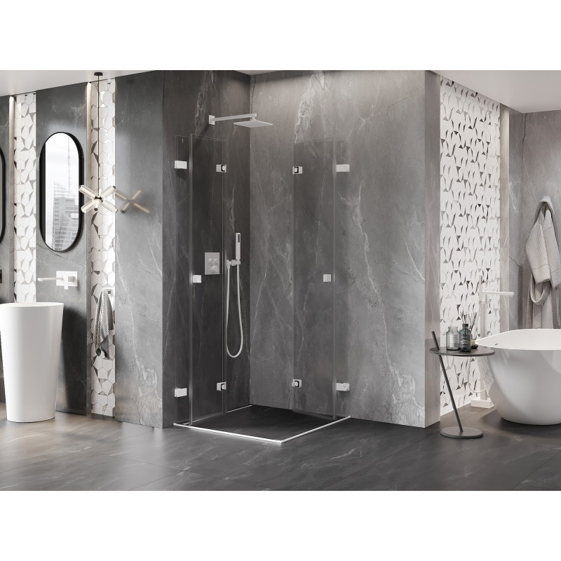 Mexen Lunar-F Duo cabine de douche pliante 95 x 95 cm, transparent, blanc - 836-095L-095P-20-00