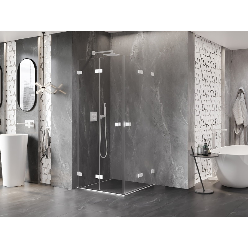 Mexen Lunar-F Duo cabine de douche pliante 95 x 95 cm, transparent, blanc - 836-095L-095P-20-00