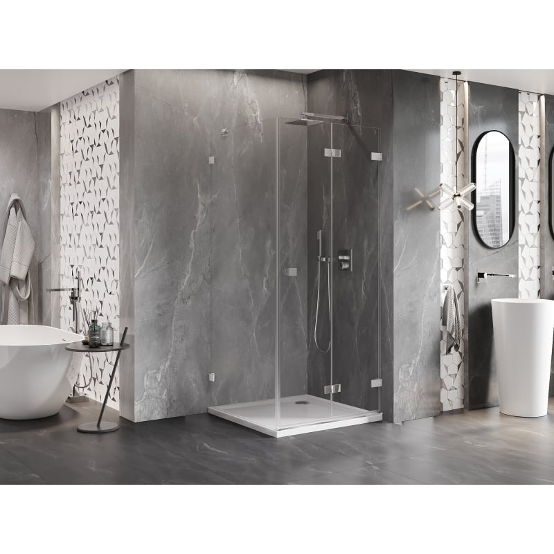 Mexen Lunar-F cabine de douche pliante droite 80 x 80 cm, transparent, chrome - 836-080-080-01-00-P