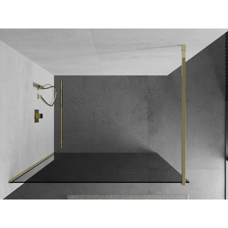 Mexen Kioto paroi de douche Walk-in 90 x 200 cm, graphite 8 mm, or - 800-090-101-50-40