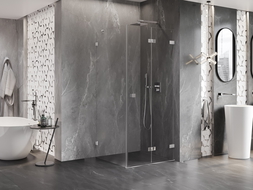 Mexen Lunar-F cabine de douche pliante droite 90 x 90 cm, transparent, chrome - 836-090-090-01-00-P