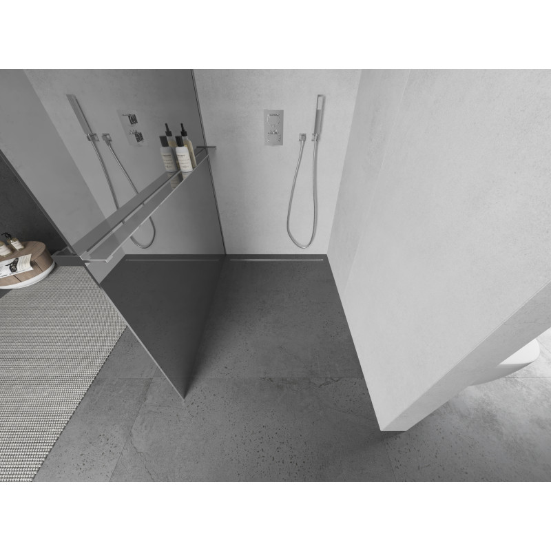 Mexen Kioto+ paroi de douche avec étagère Walk-in 110 x 200 cm, miroir, chrome - 800-110-121-01-50